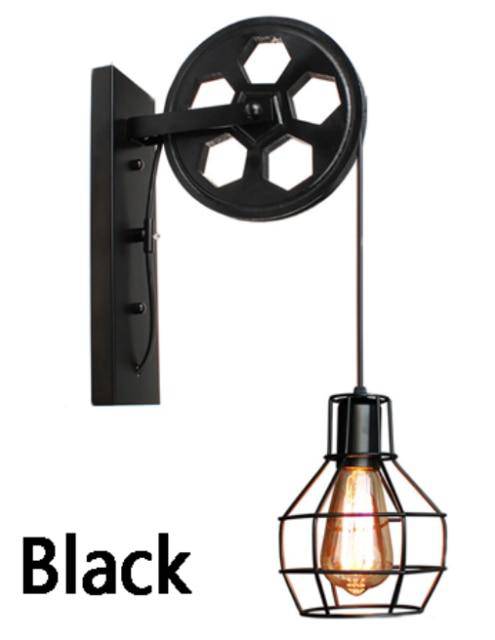 wall lamp rustic wall pulley with industrial cage