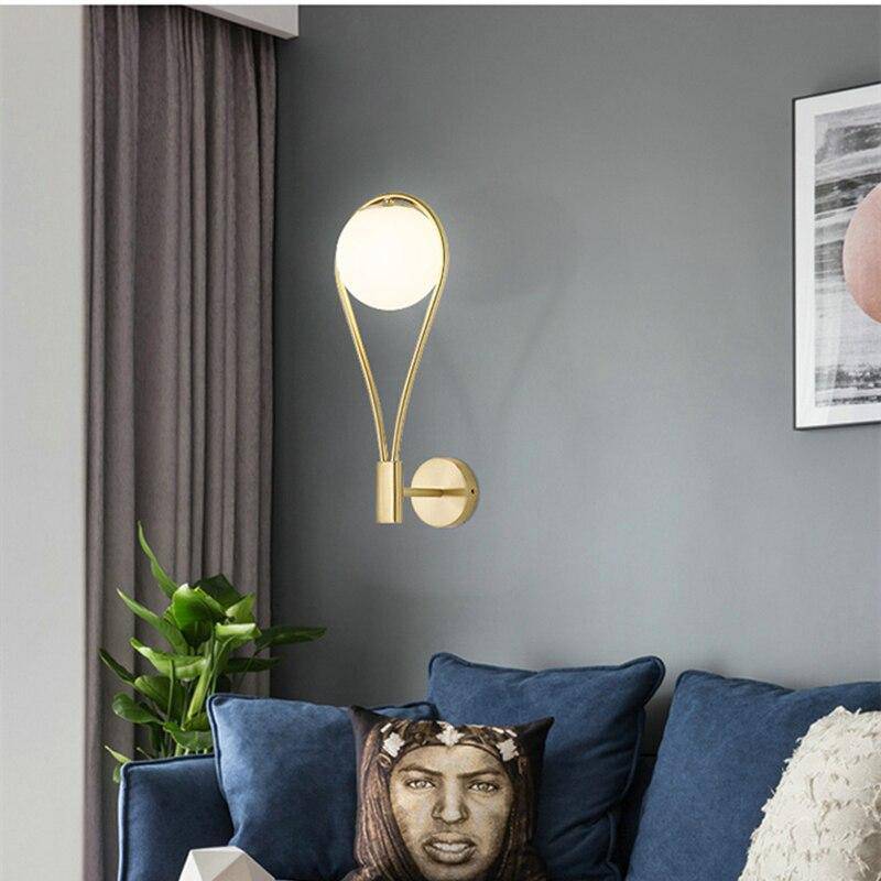 wall lamp gold LED design wall lamp with white glass ball Shadow