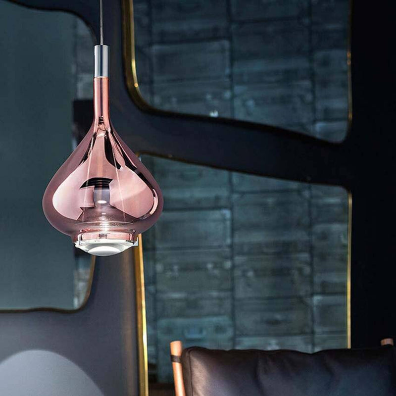 Lámpara de suspensión design LED de gota de oro rosa estilo café