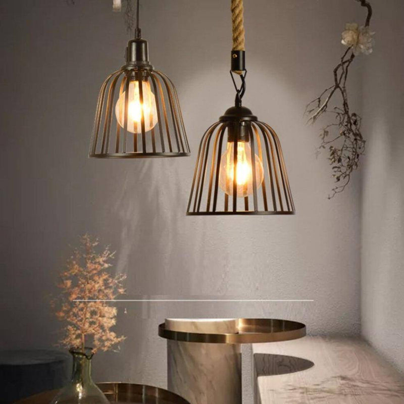 pendant light retro LED metal cage style Hang