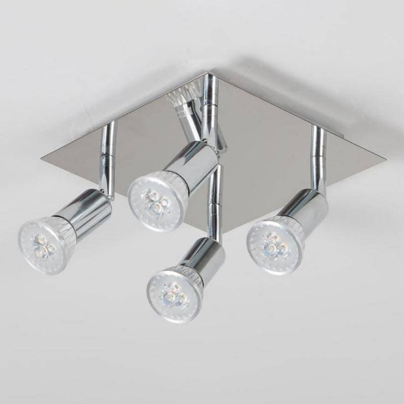 Plafonnier à spots LED dirigeables chromé Satin