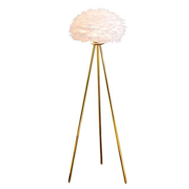 Lampadaire design LED avec abat-jour à plumes style Romance