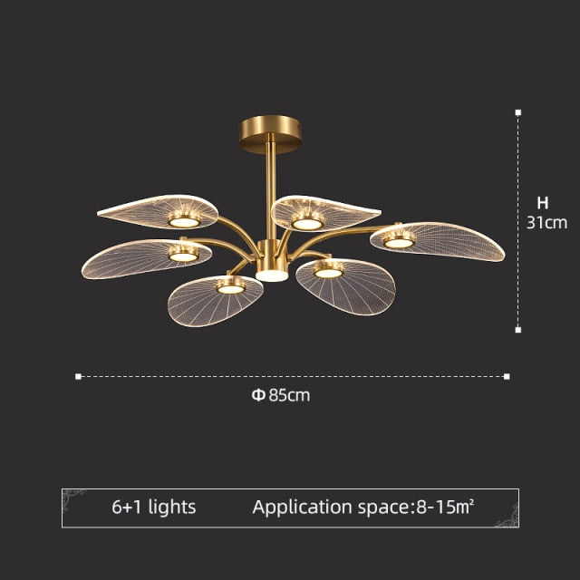 Lustre moderne LED en forme de pétale Akimera