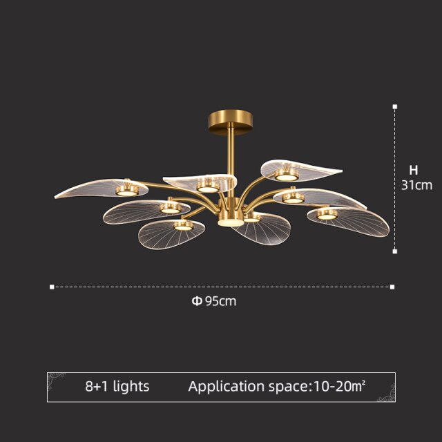 Lustre moderne LED en forme de pétale Akimera