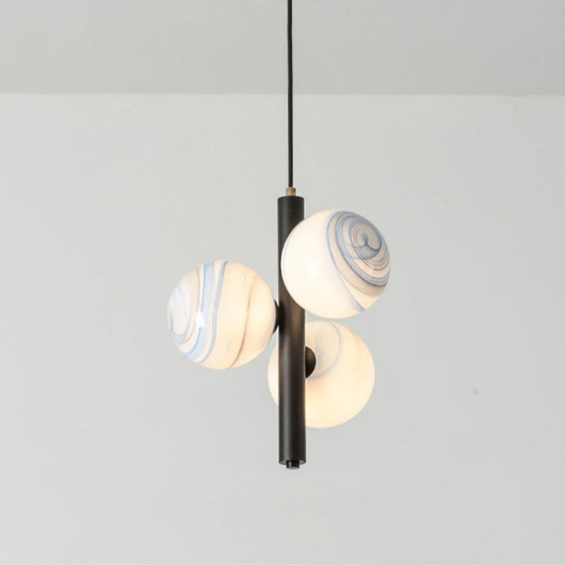pendant light modern LED with 3 glass globes Lluna