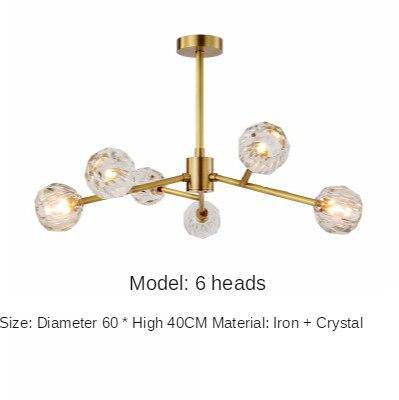 Araña design con LEDs dorados y bola de cristal de lujo
