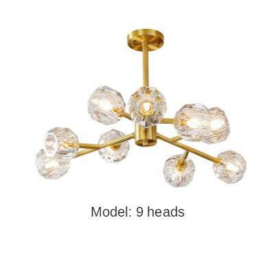 Araña design con LEDs dorados y bola de cristal de lujo