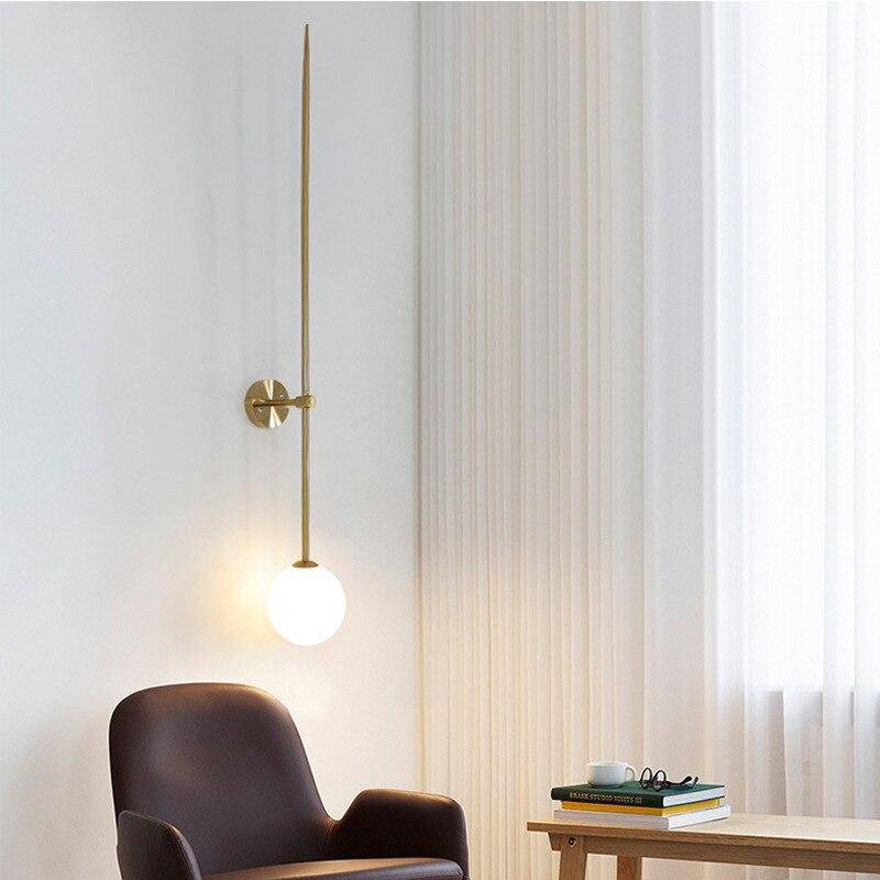 wall lamp LED wall design with gold tube and white glass ball