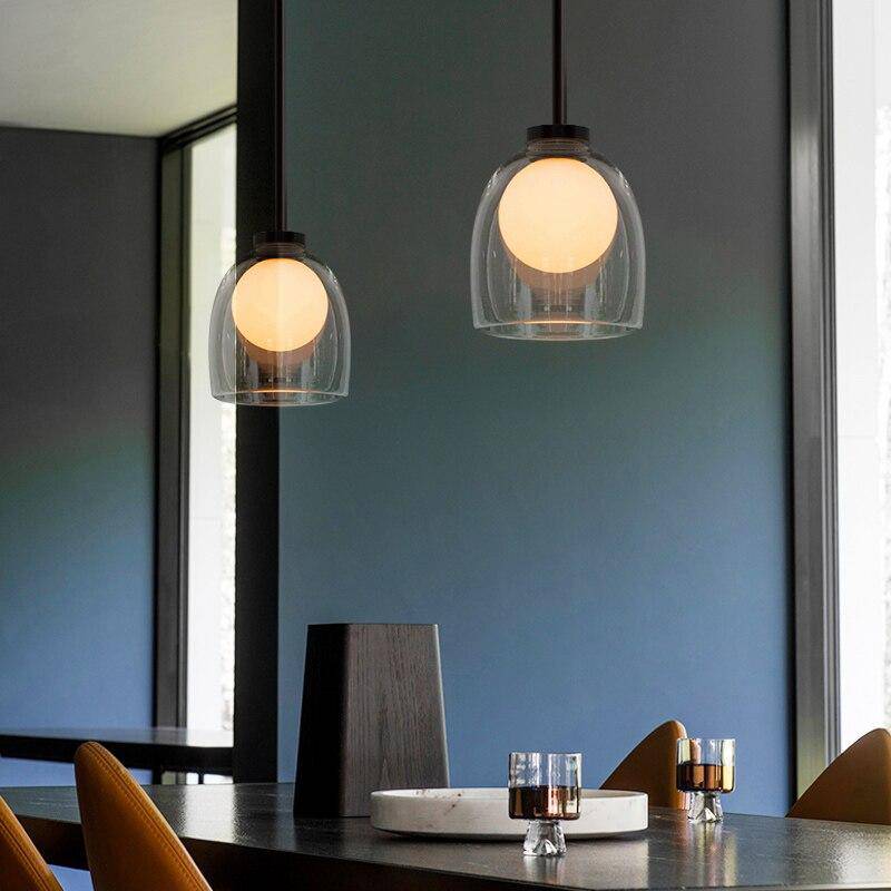 pendant light LED design with lampshade rounded smoked glass Shadow