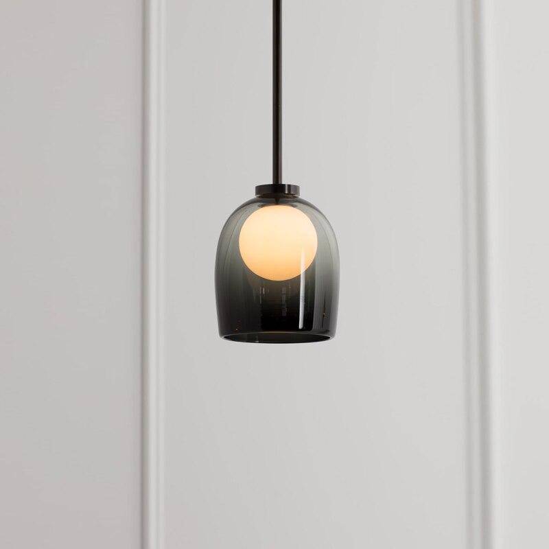 pendant light LED design with lampshade rounded smoked glass Shadow