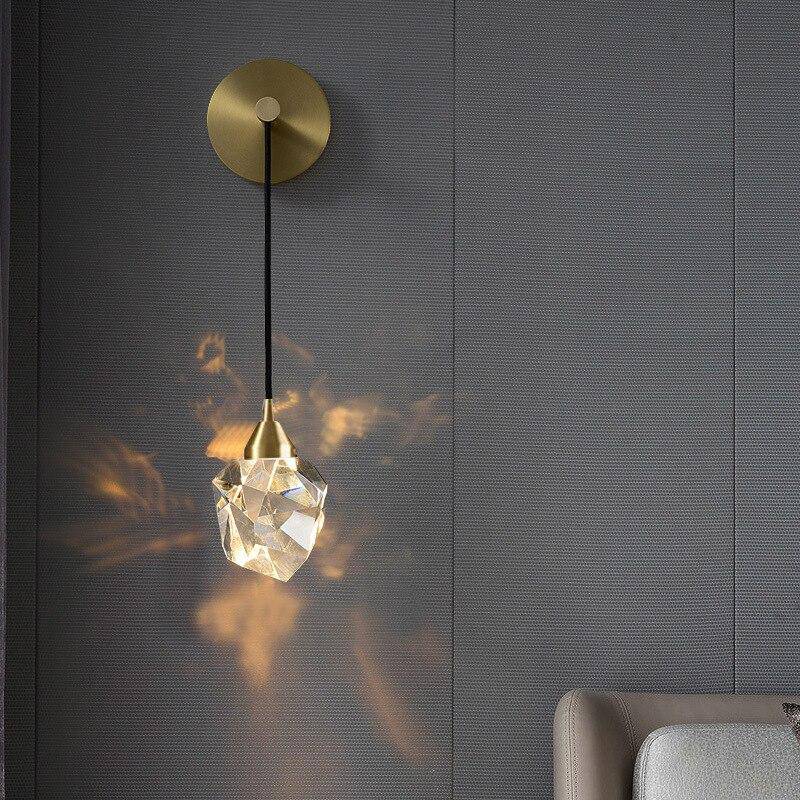 Lámpara de pared design con pantalla de cristal Estilo diamante