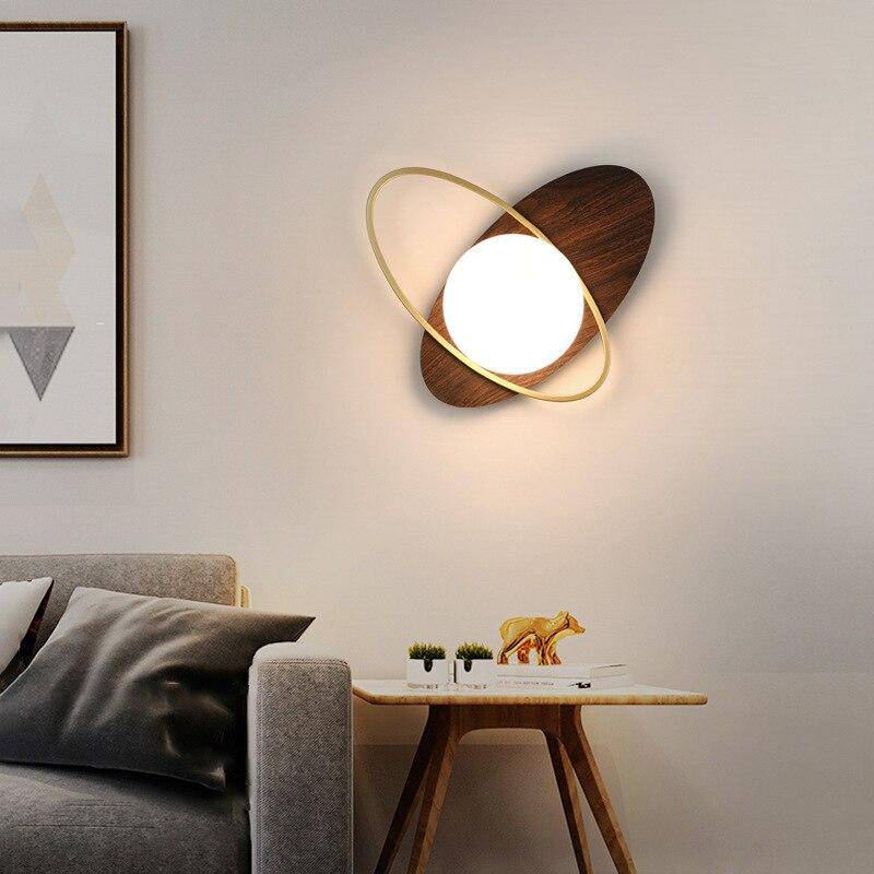 wall lamp Designer LED wall lamp with rounded base and gold ring Shadow