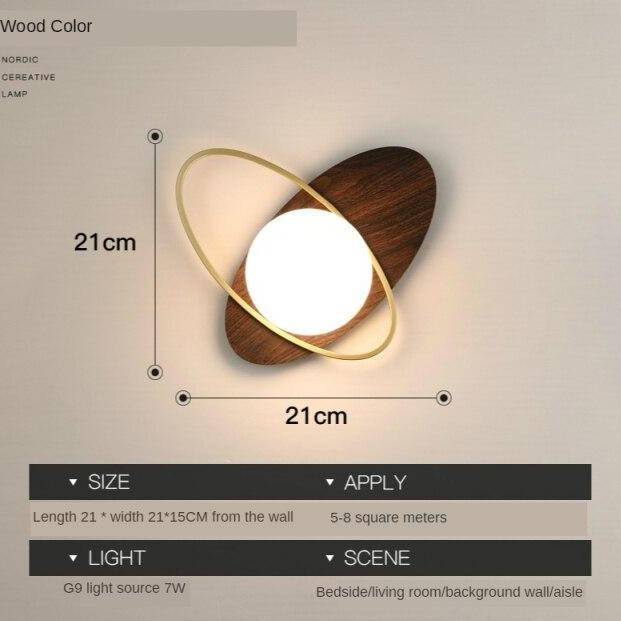 wall lamp Designer LED wall lamp with rounded base and gold ring Shadow