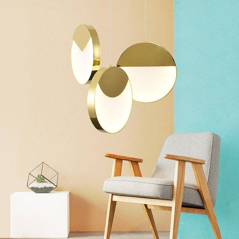 pendant light LED design with thick gold edge disc