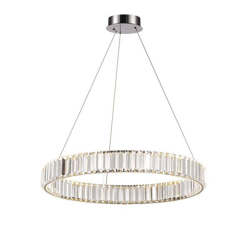 Lámpara de suspensión design LED dorado con anillo de cristal Lujo