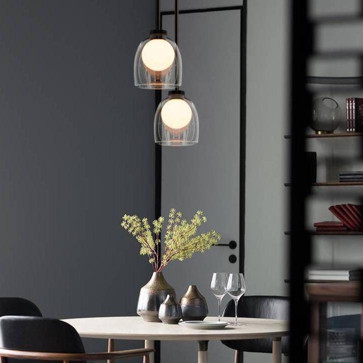 pendant light LED design with lampshade rounded smoked glass Shadow