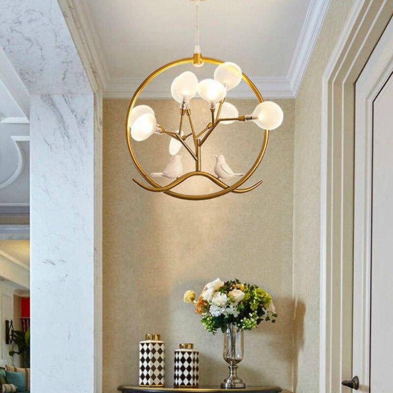 pendant light LED design with several golden branches