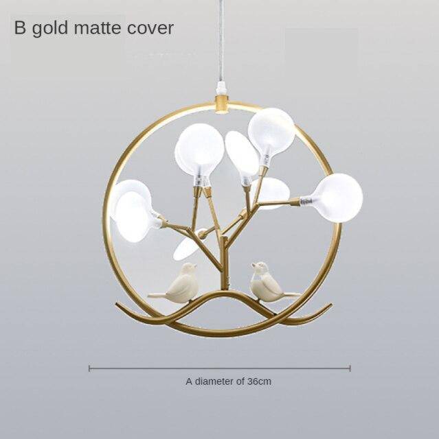 pendant light LED design with several golden branches