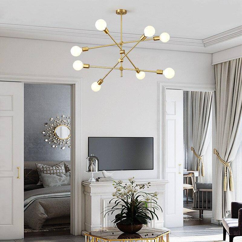 Design LED chandelier in gold metal and glass balls Light