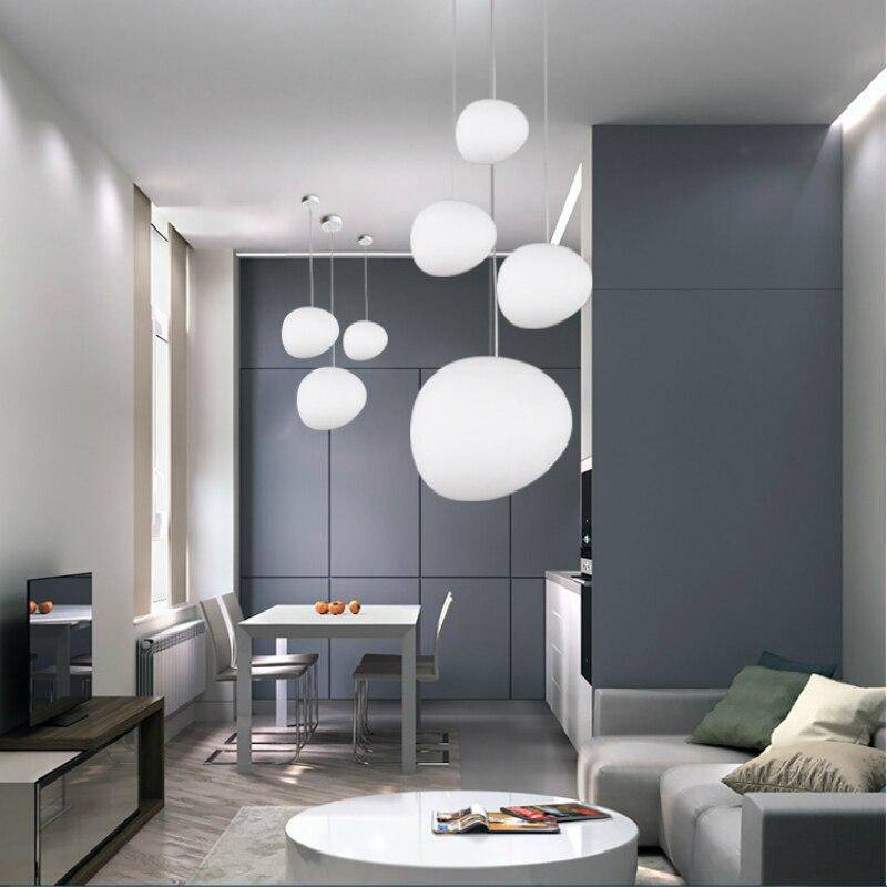 pendant light LED design oval shape white glass