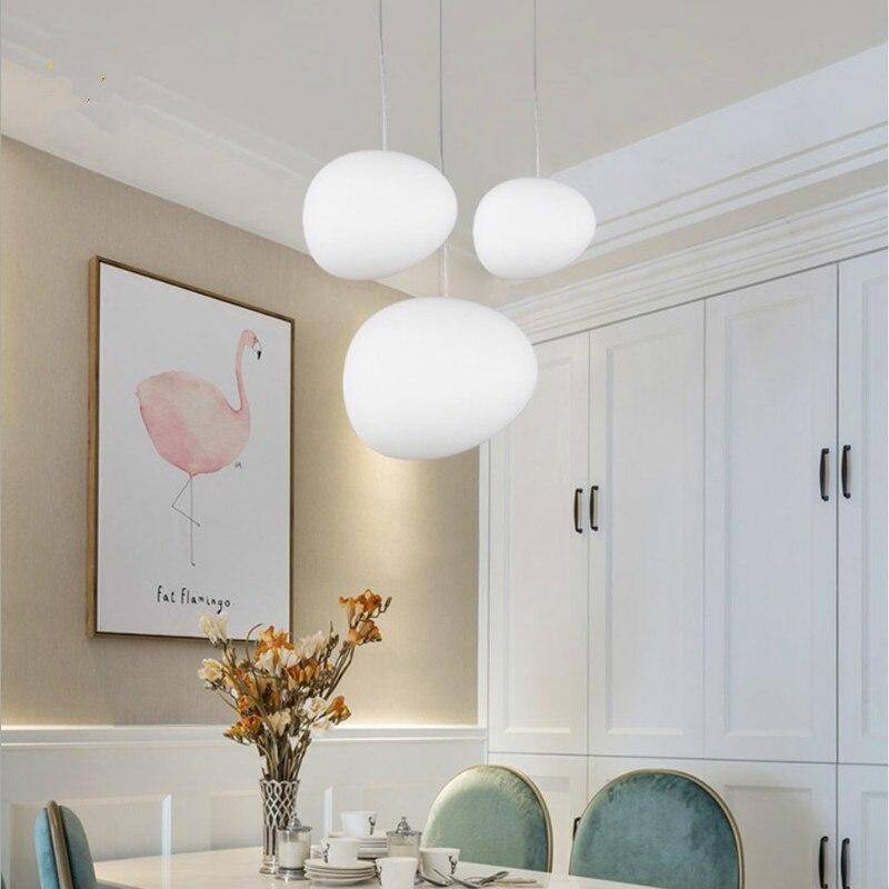 pendant light LED design oval shape white glass