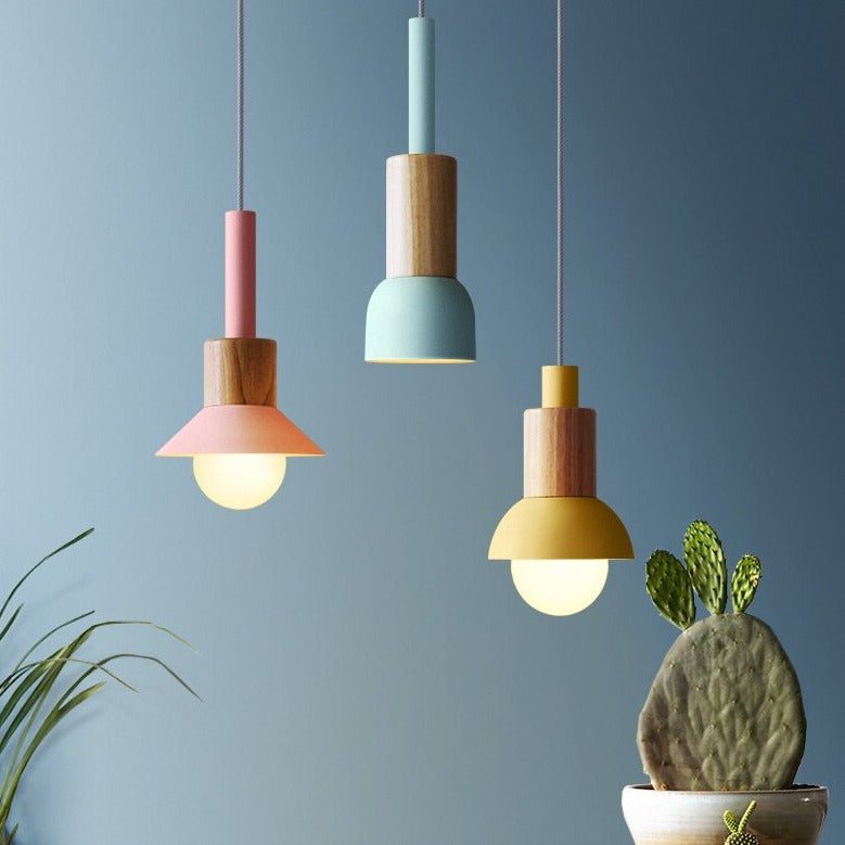 pendant light wood and metal design in different shapes Window