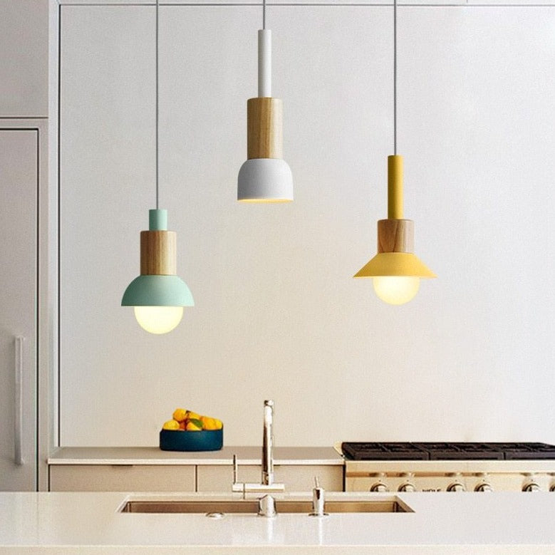 pendant light wood and metal design in different shapes Window