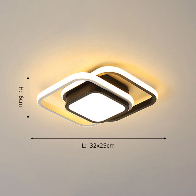 Lámpara de techo moderna Denver con LEDs en forma de anillo o rectángulo bicolor