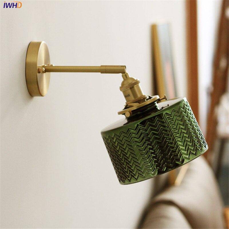 wall lamp gold LED wall design and lampshade in retro glass