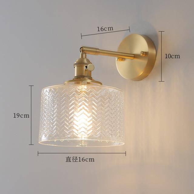 Lámpara de pared design con LED dorado y pantalla de cristal retro