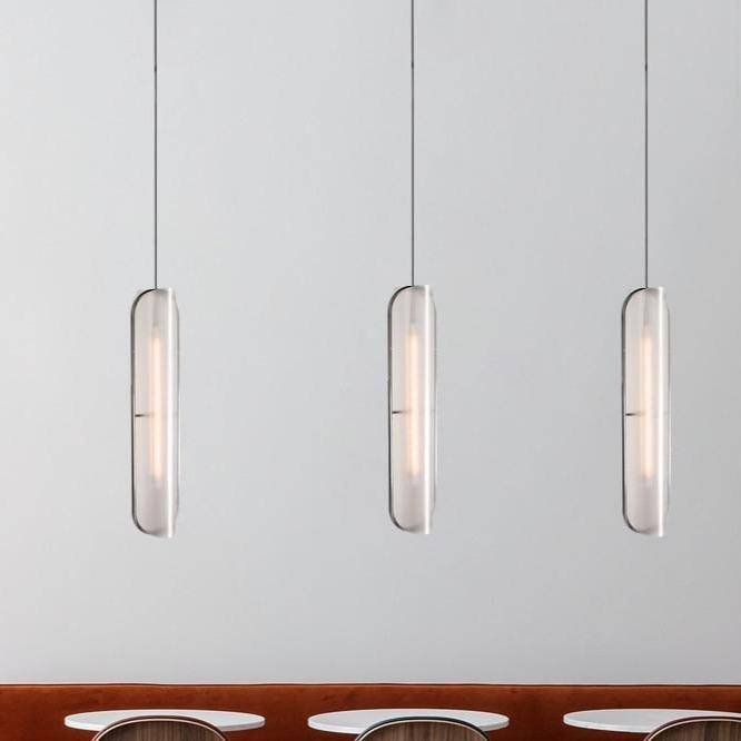 pendant light LED glass design with rounded shapes in retro style