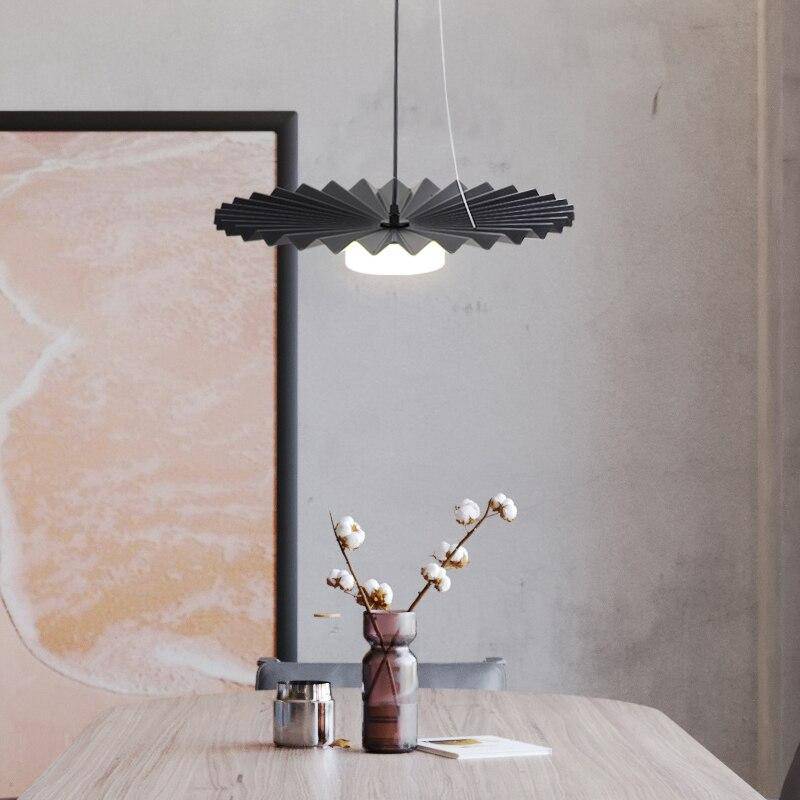 pendant light black pleated metal LED design Loft