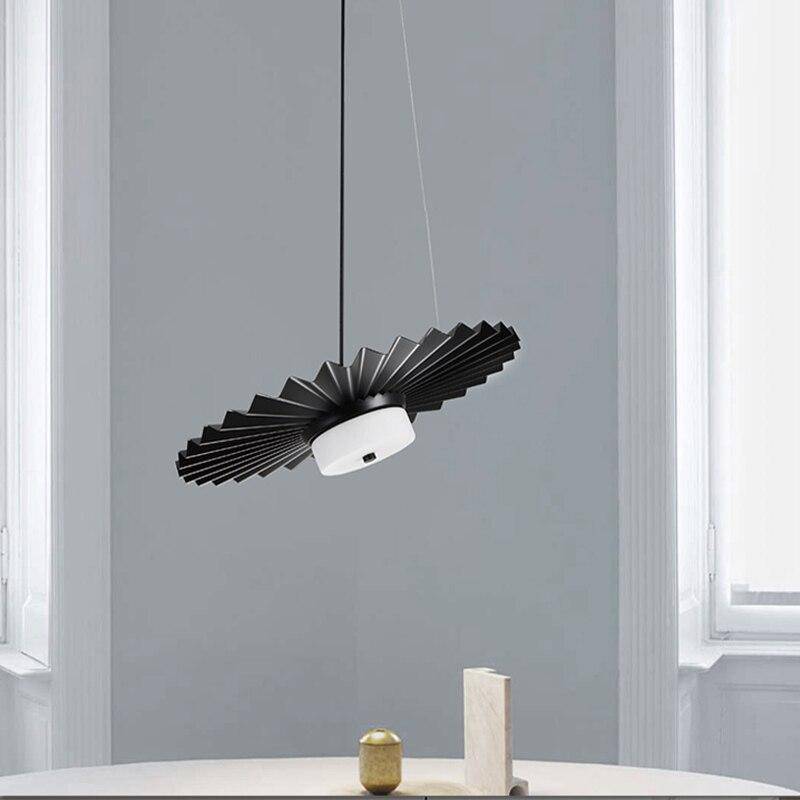 pendant light black pleated metal LED design Loft