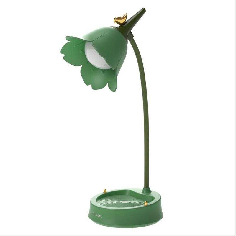 Lámpara de mesa LED de metal coloreado, estilo flor