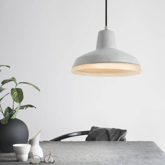 pendant light LED design with lampshade in cement Creative Loft