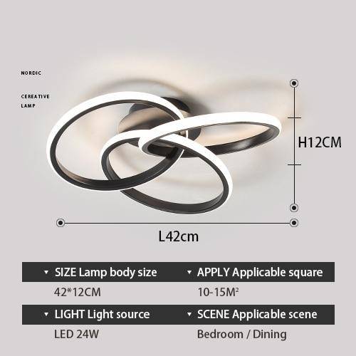 LED ceiling lamp with several metal rings Loft