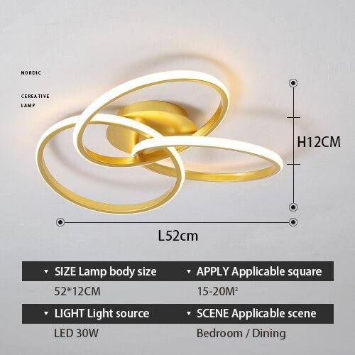 LED ceiling lamp with several metal rings Loft