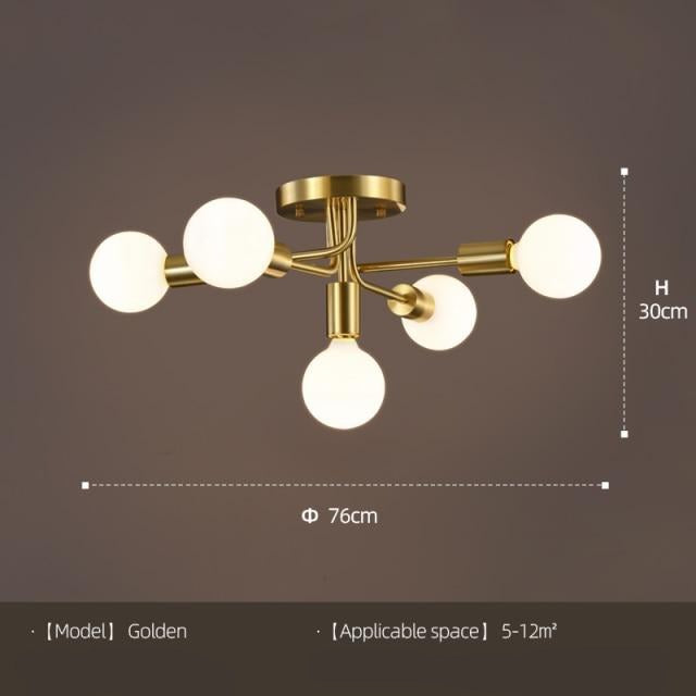 Modern ceiling lamp with 5 tangled metal arms Naiara