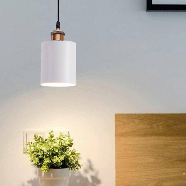 Lámpara de suspensión design LED con pantalla metálica cilíndrica Loft