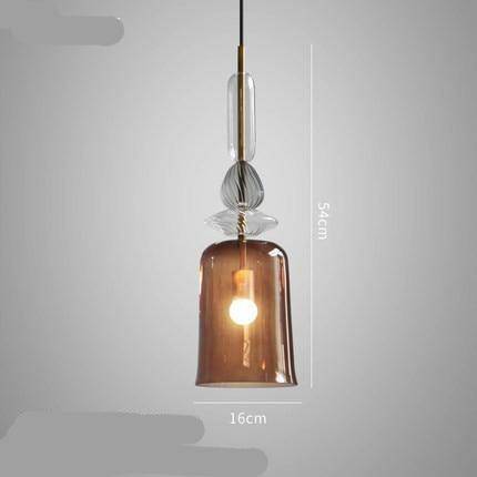 pendant light LED design with lampshade colored glass brushed style Coffee