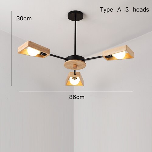 Lustre scandinave LED avec lampes en bois Rauwl