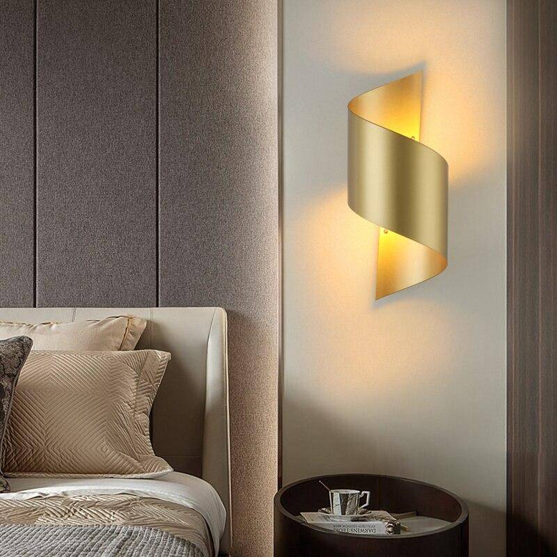 wall lamp LED wall design with gold metal curve Loft
