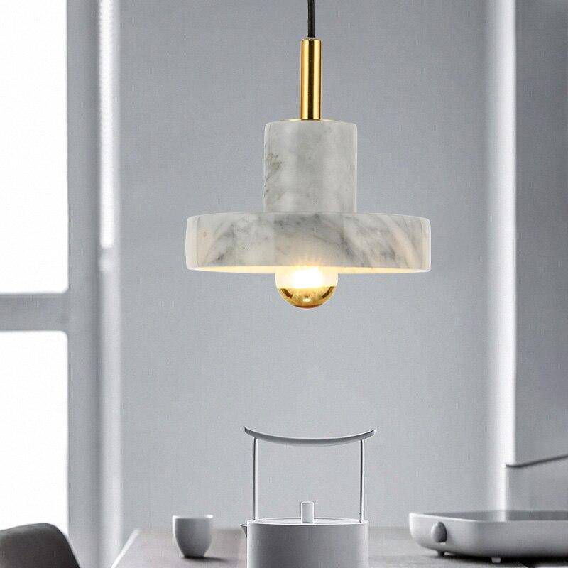 pendant light white marble LED with lampshade design