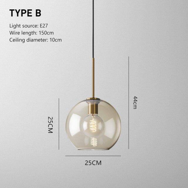 pendant light Industrial style amber glass LED design