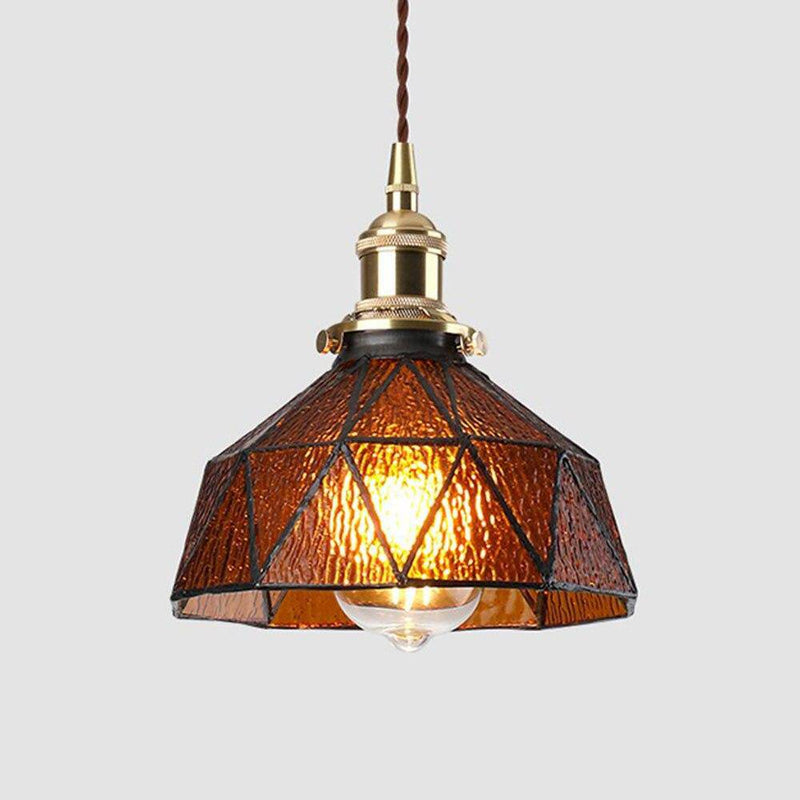 pendant light LED design with lampshade retro colored glass Loft