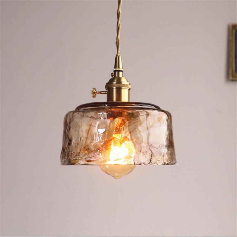 pendant light LED design with lampshade in amber glass Retro