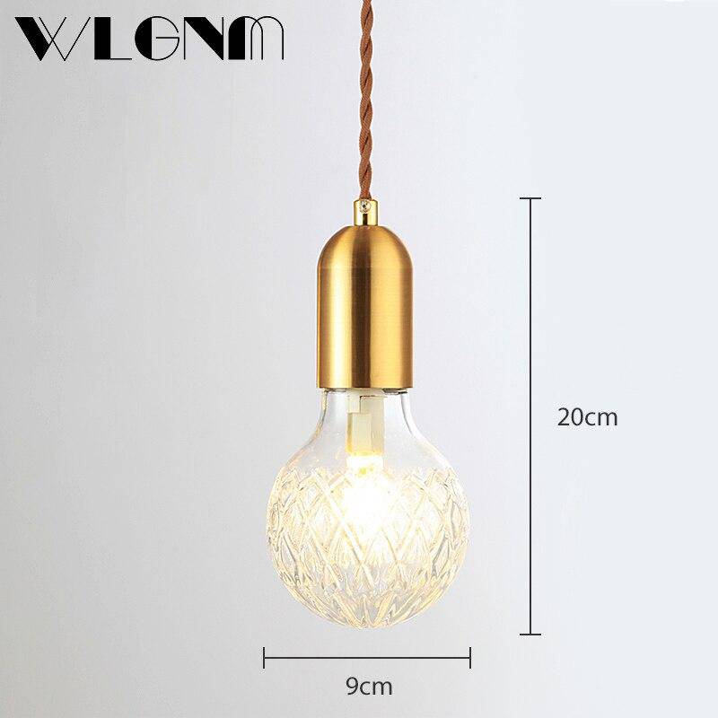 pendant light LED design in gold metal and retro crystal bulb