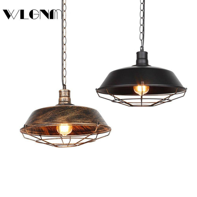 pendant light industrial LED with retro metal cage Loft