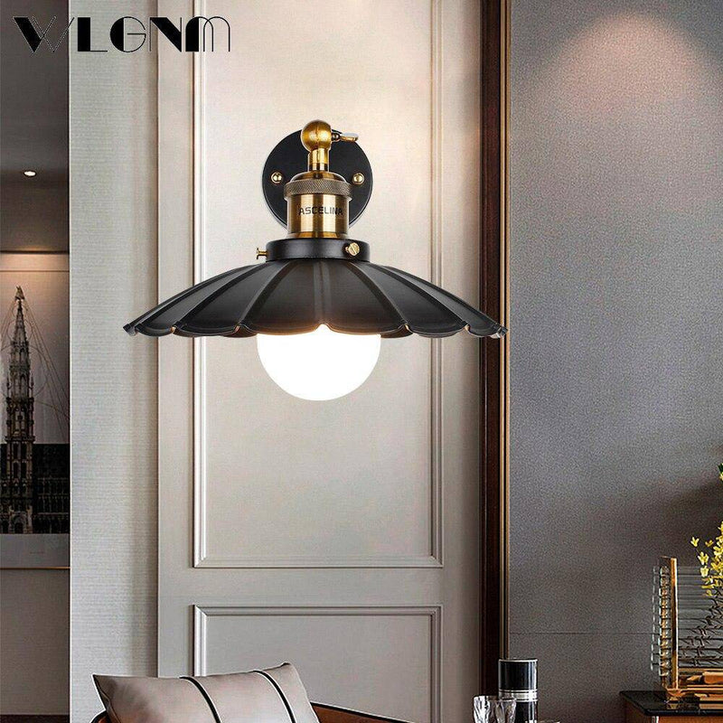 wall lamp Retro LED wall light with lampshade metal tile Home