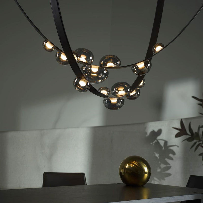 Design chandelier in glass and metal Luna